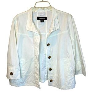 Eddie Bauer White Cotton Button Front Jacket